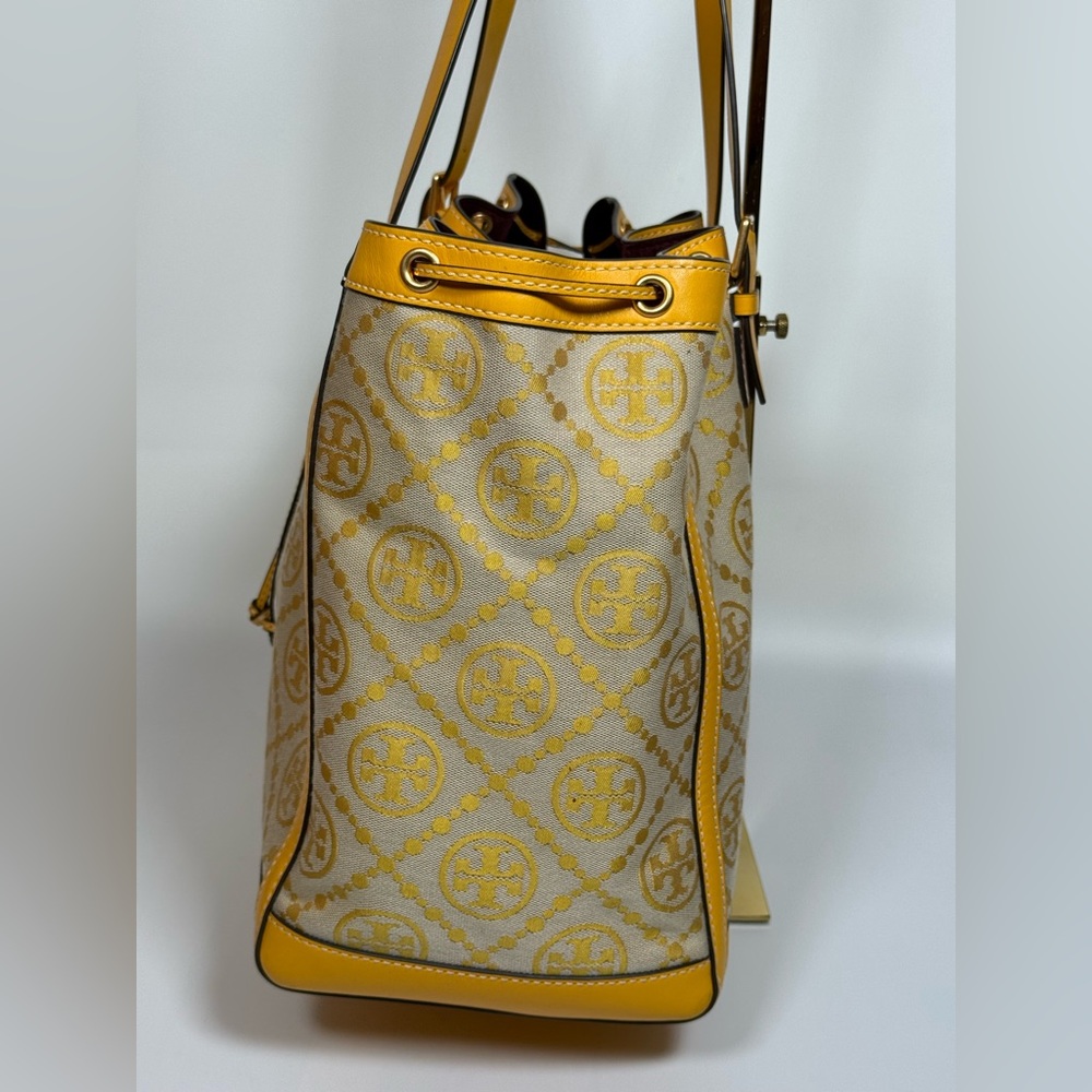 TORY BURCH T Monogram Jacquard Canvas Large Tote GOLDFINCH-Yellow - Picture 9 of 17